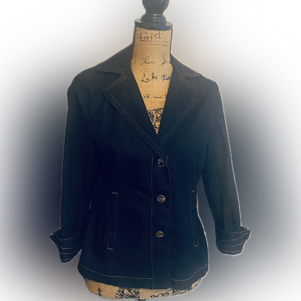 Joan Rivers Sz XS Dark Denim Cuffed 3/4 Sleeve Women’s Jacket
